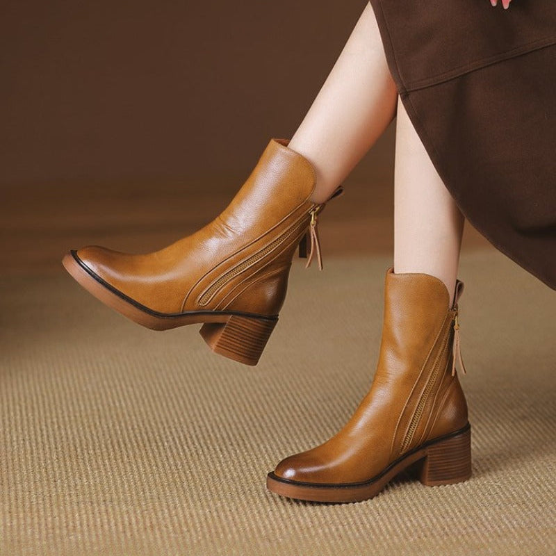 Damen Stiefeletten mit Absatz und Reißverschluss
