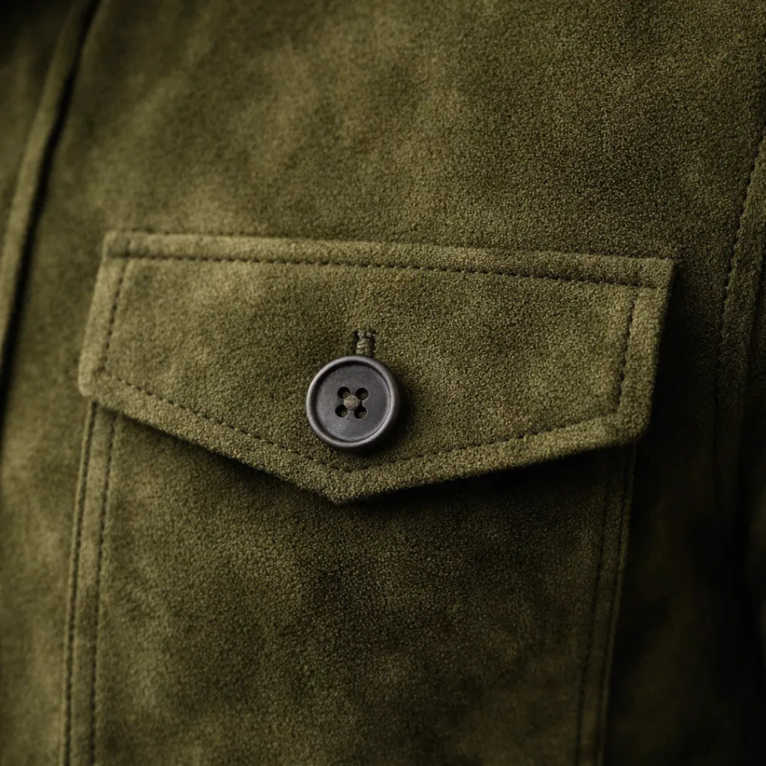 Herren Jacke In Wildlederoptik Mit Brusttaschen