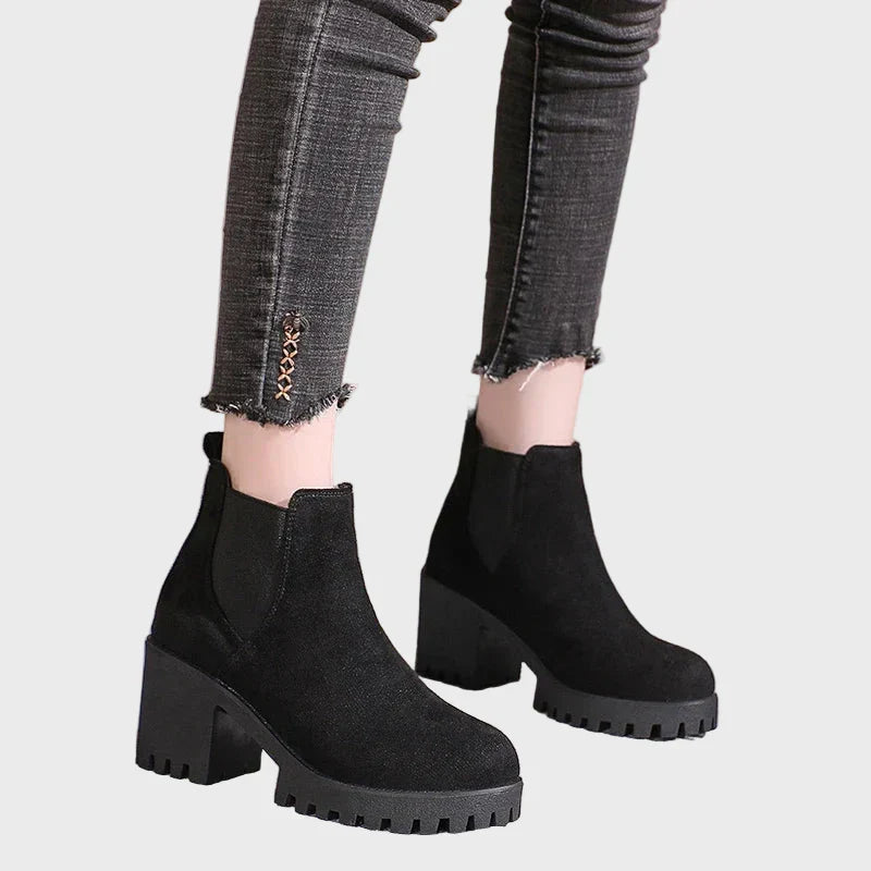 Leichte Damen Kurzstiefel Mit Blockabsatz Und Polstersohle