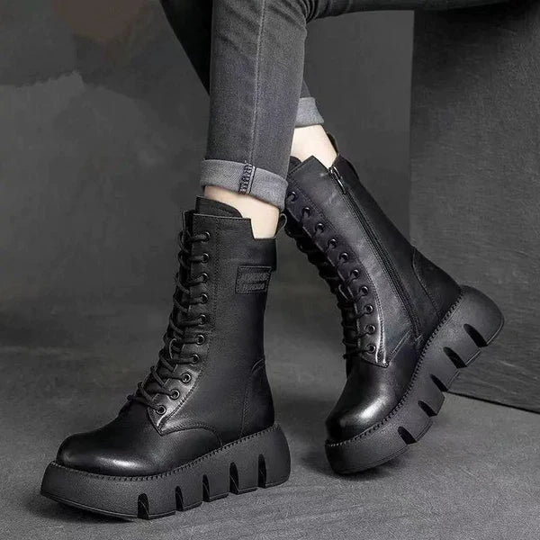 Damen Schnürstiefel mit Seitenreißverschluss