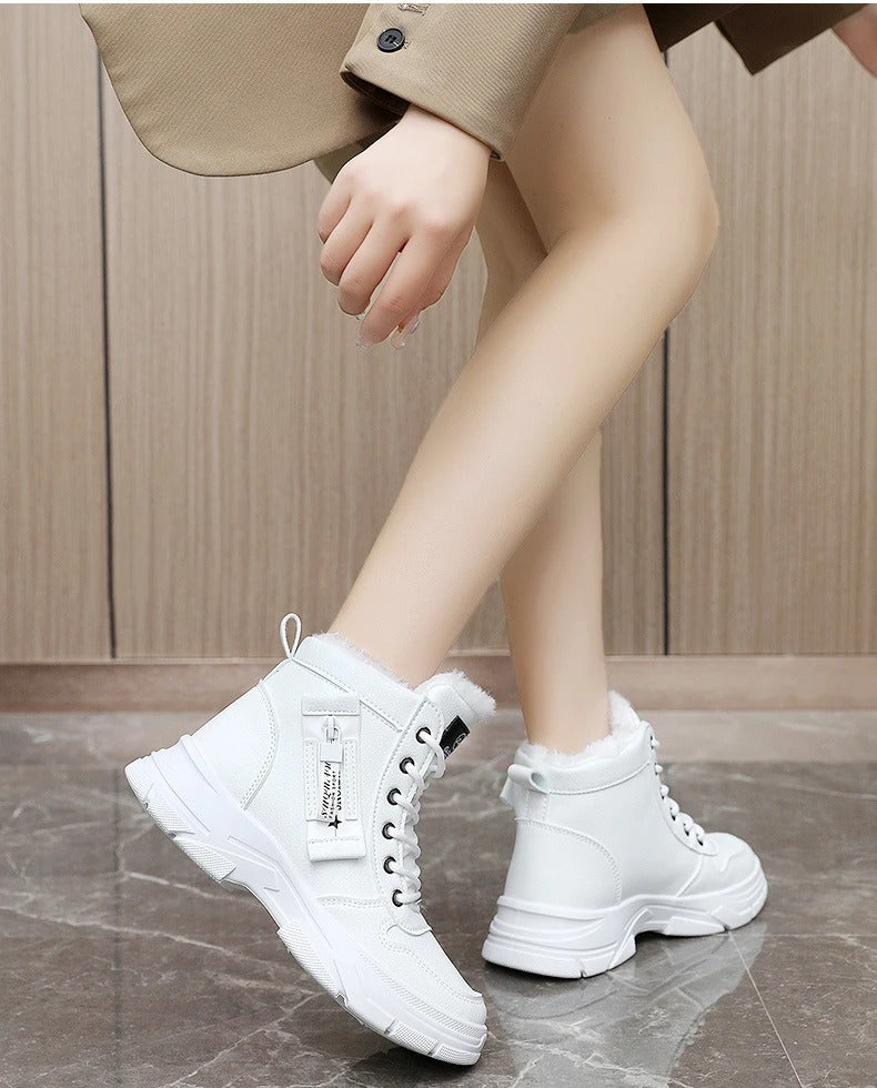 Gefütterte Damen Schuhe mit dicker Plateausohle