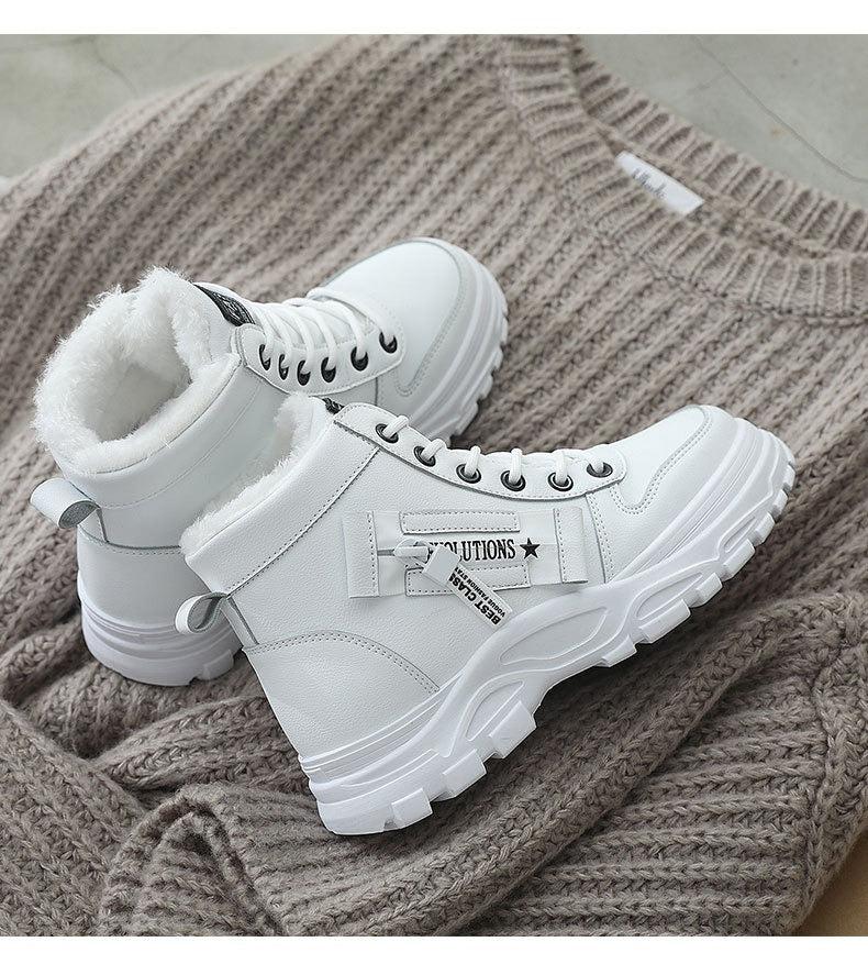 Gefütterte Damen Schuhe mit dicker Plateausohle