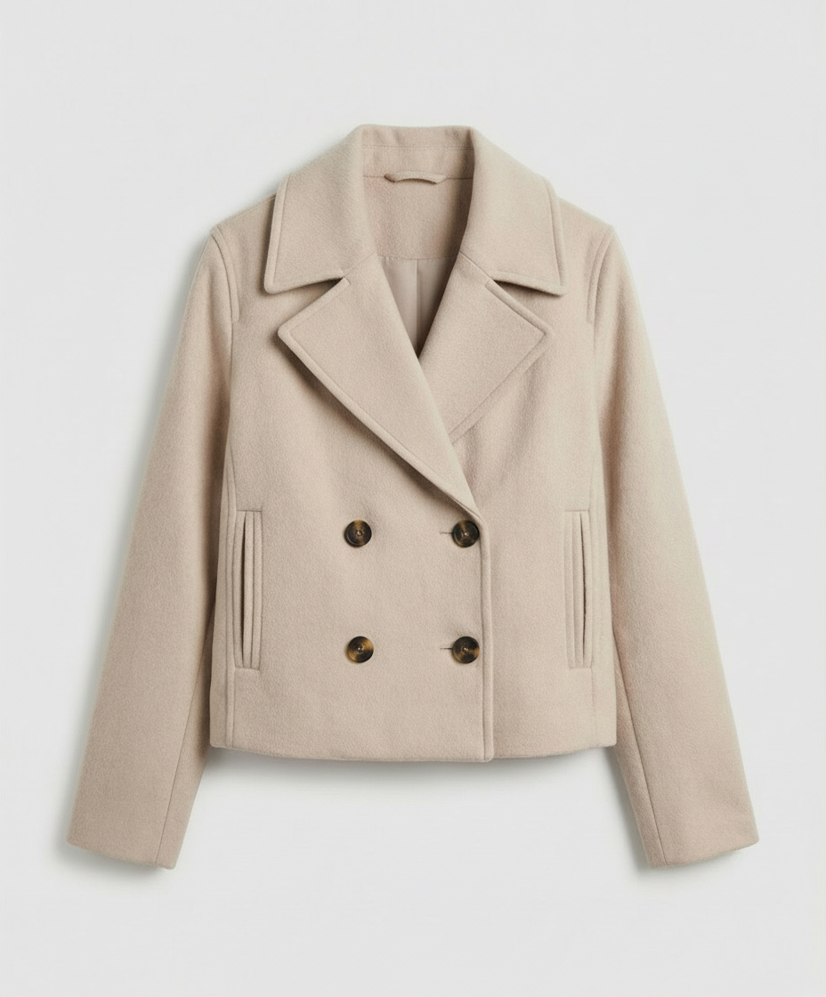 Kurze Zweireihige Damen Jacke mit Lockerem Schnitt