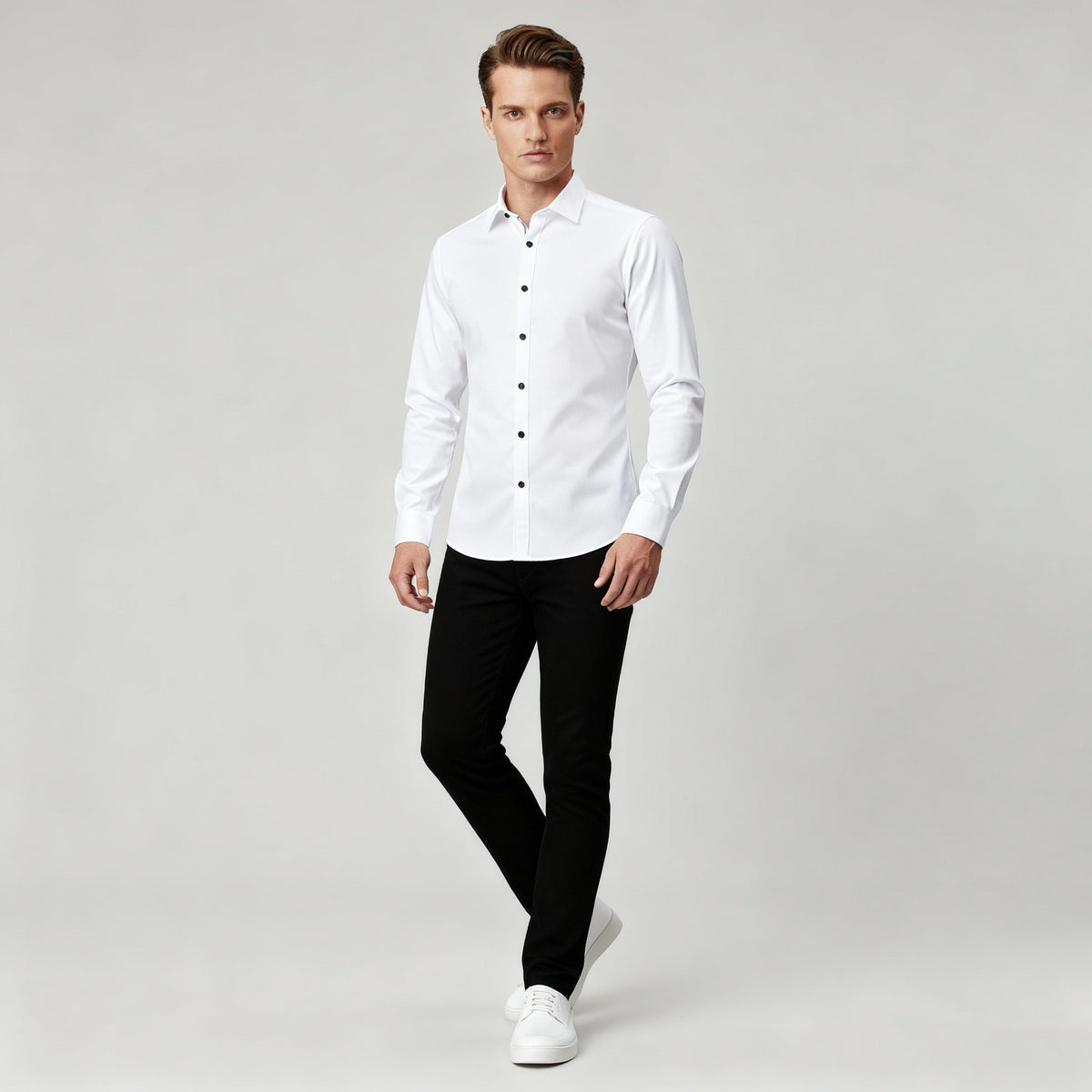 Knitterfreies Slim Fit Herren Stretchhemd