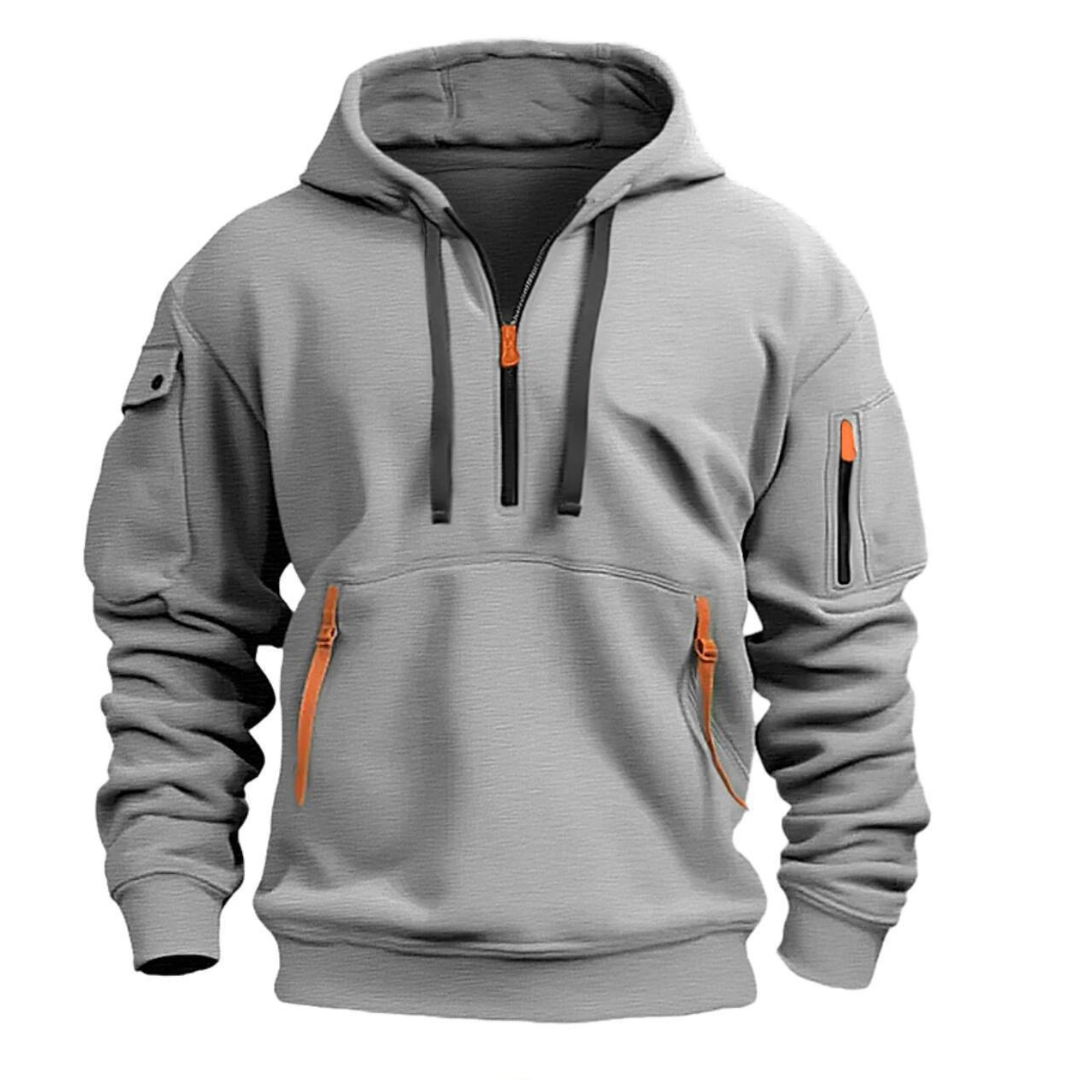 Sweat à capuche pour homme avec poches zippées et détails contrastants