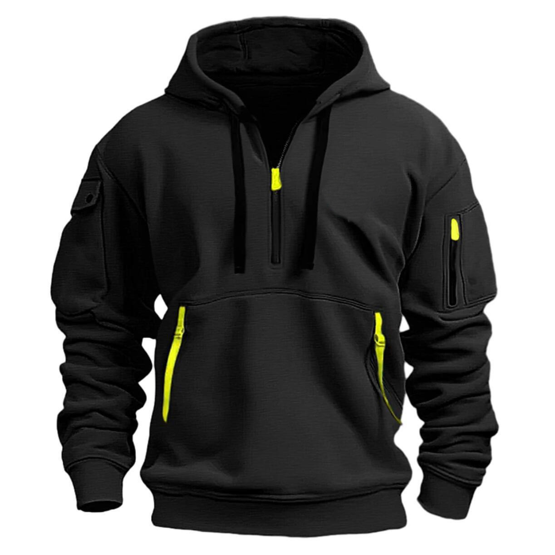 Sweat à capuche pour homme avec poches zippées et détails contrastants