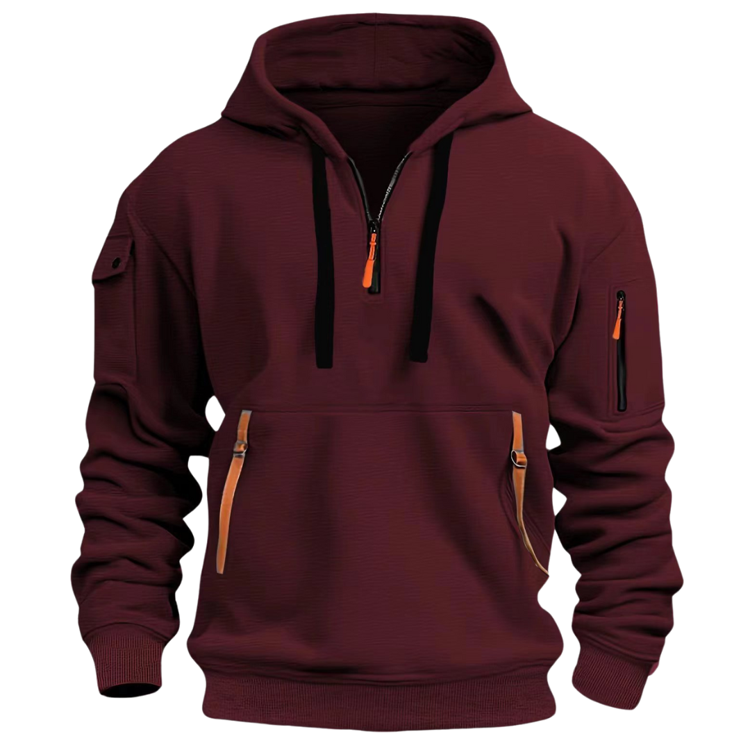 Sweat à capuche pour homme avec poches zippées et détails contrastants