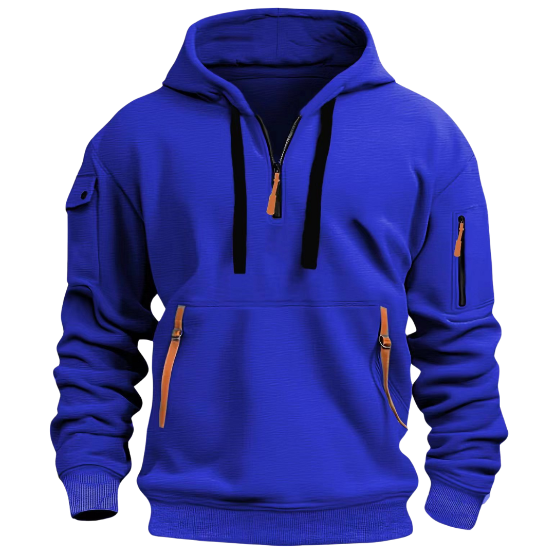 Sweat à capuche pour homme avec poches zippées et détails contrastants