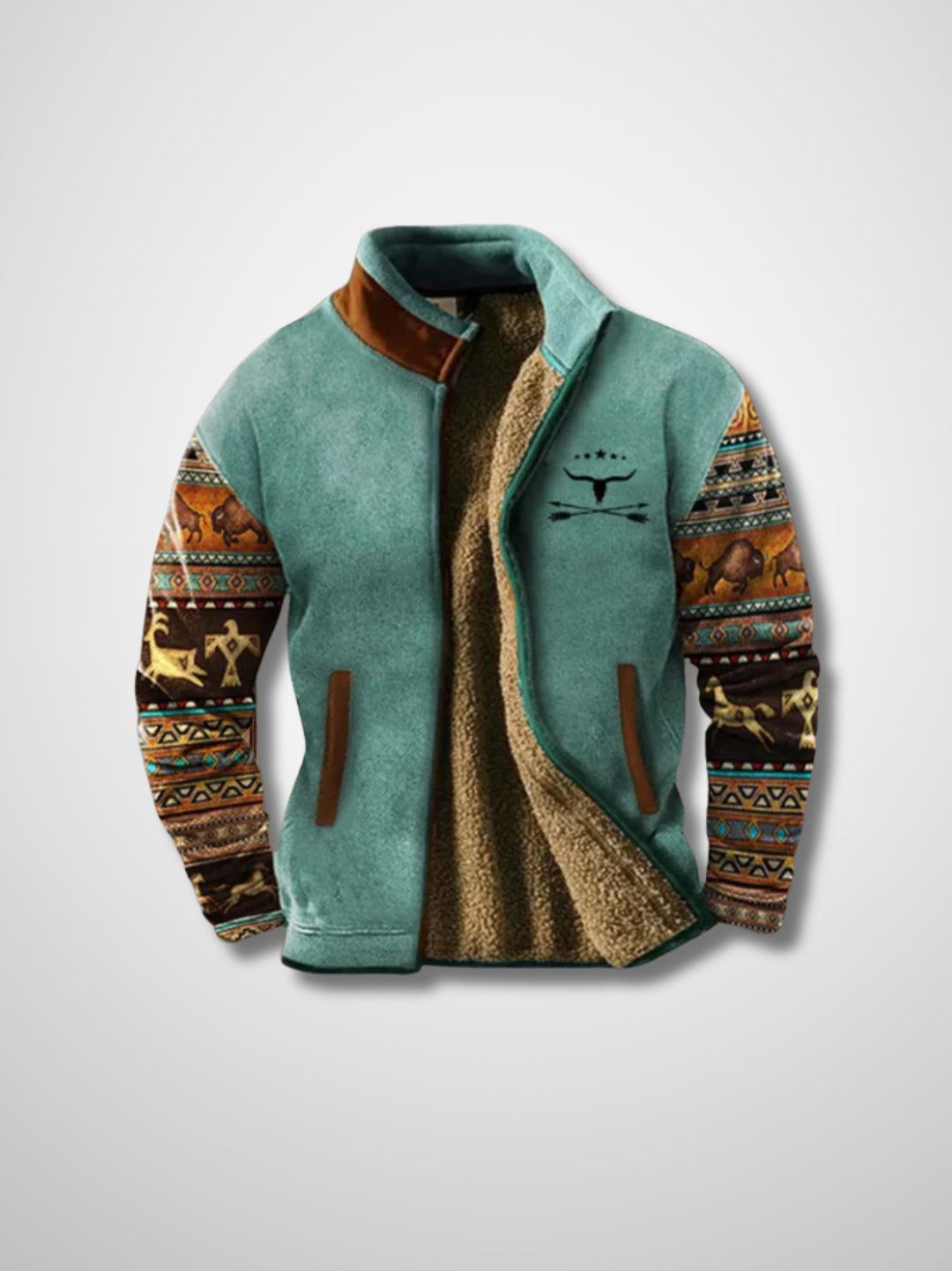 Herren Fleecejacke mit Sherpa Futter und Reissverschluss