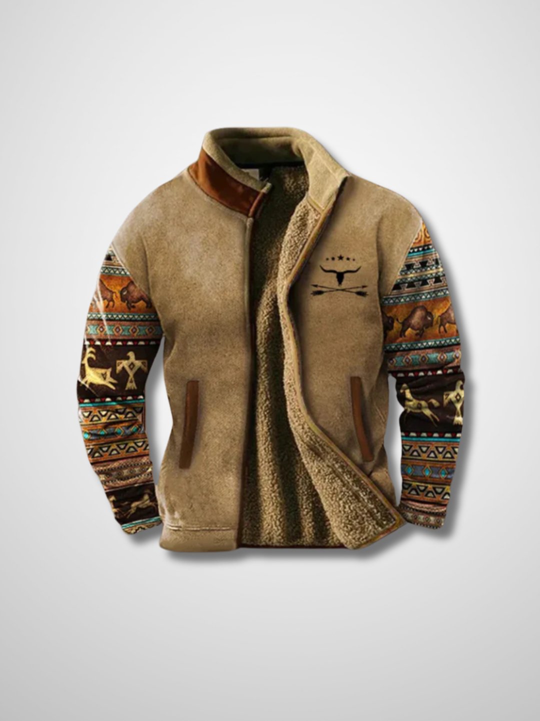 Herren Fleecejacke mit Sherpa Futter und Reissverschluss