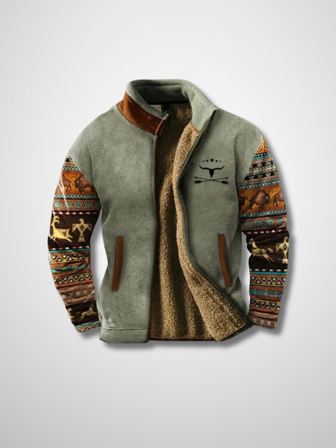 Herren Fleecejacke mit Sherpa Futter und Reissverschluss