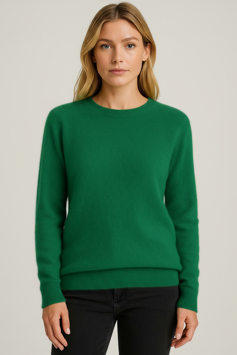 Klassischer Kaschmirpullover Mit Rundhalsausschnitt Für Damen