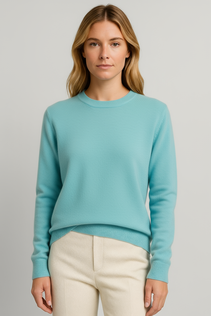 Klassischer Kaschmirpullover Mit Rundhalsausschnitt Für Damen