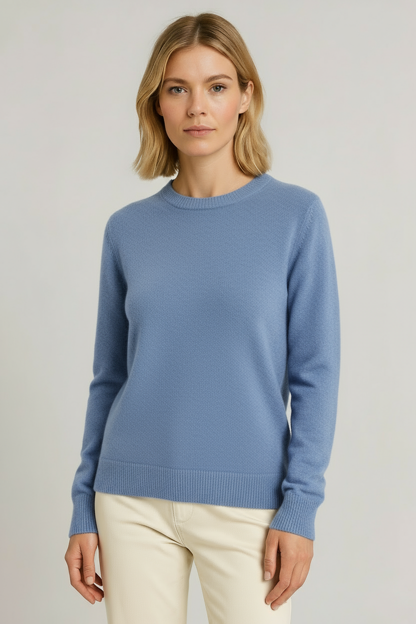 Klassischer Kaschmirpullover Mit Rundhalsausschnitt Für Damen