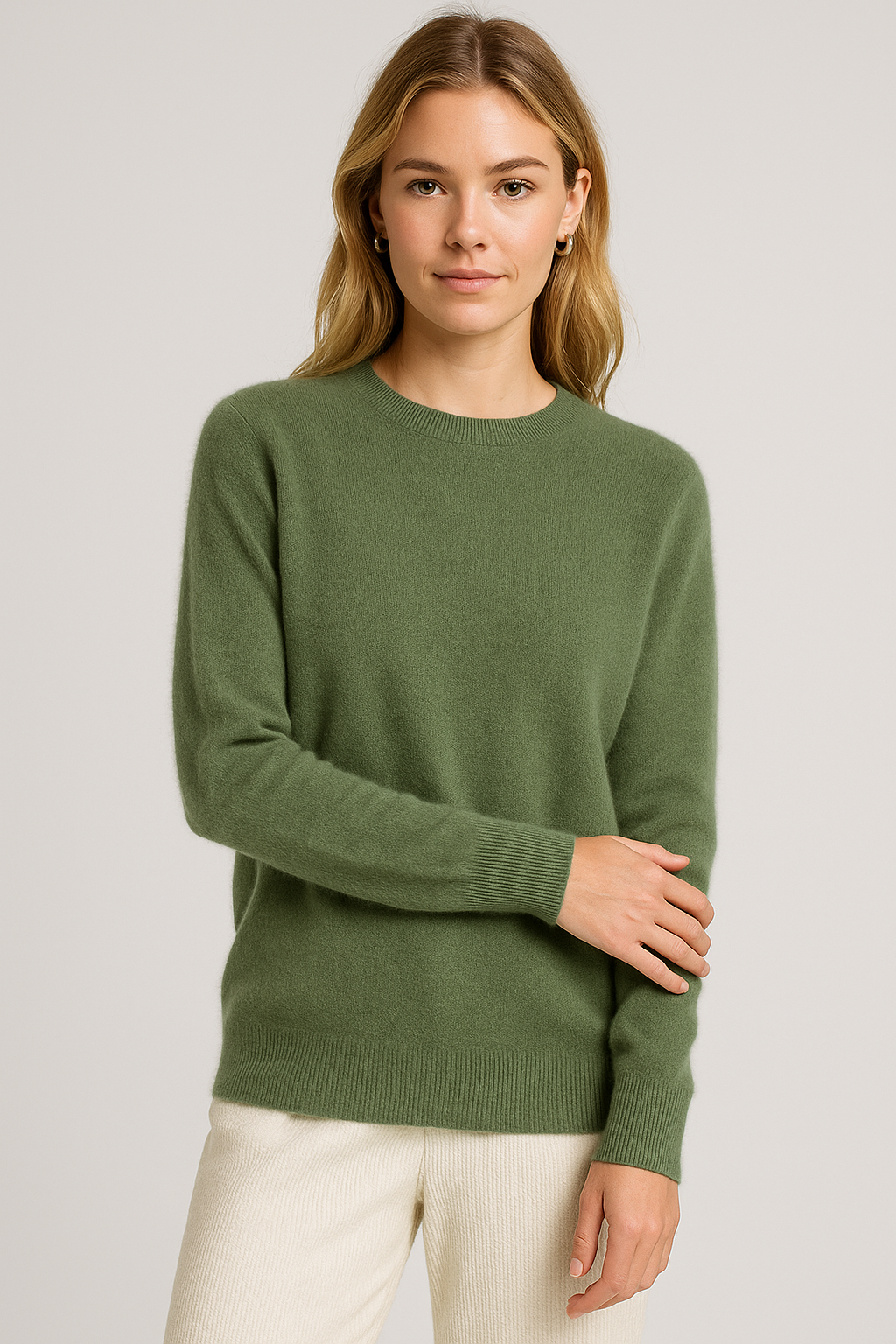 Klassischer Kaschmirpullover Mit Rundhalsausschnitt Für Damen