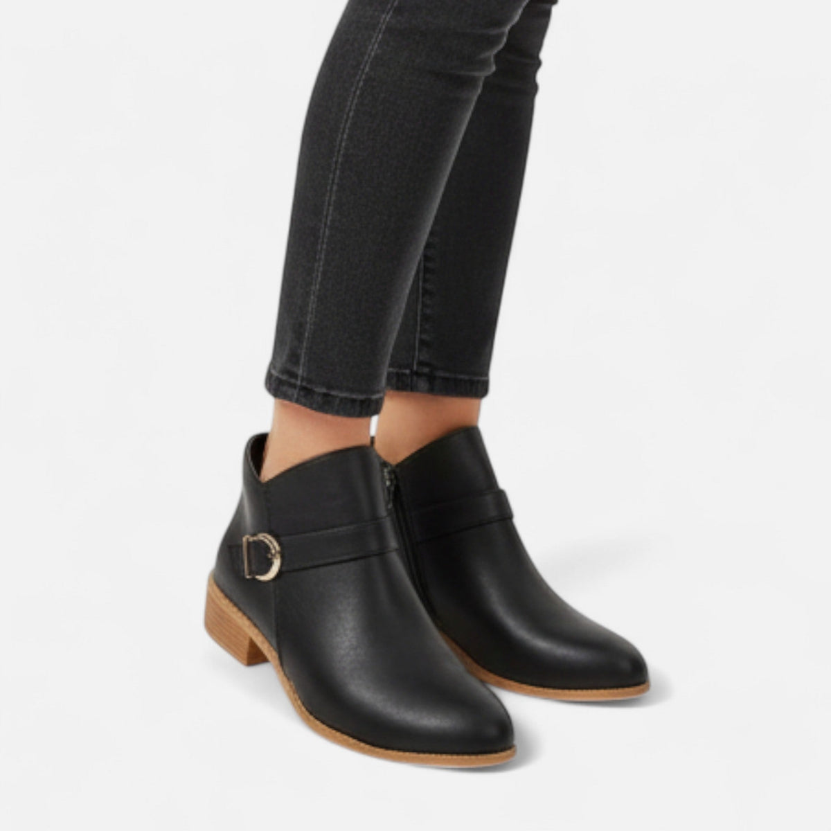 Spitze Damen Stiefeletten Mit Schnallen Detail