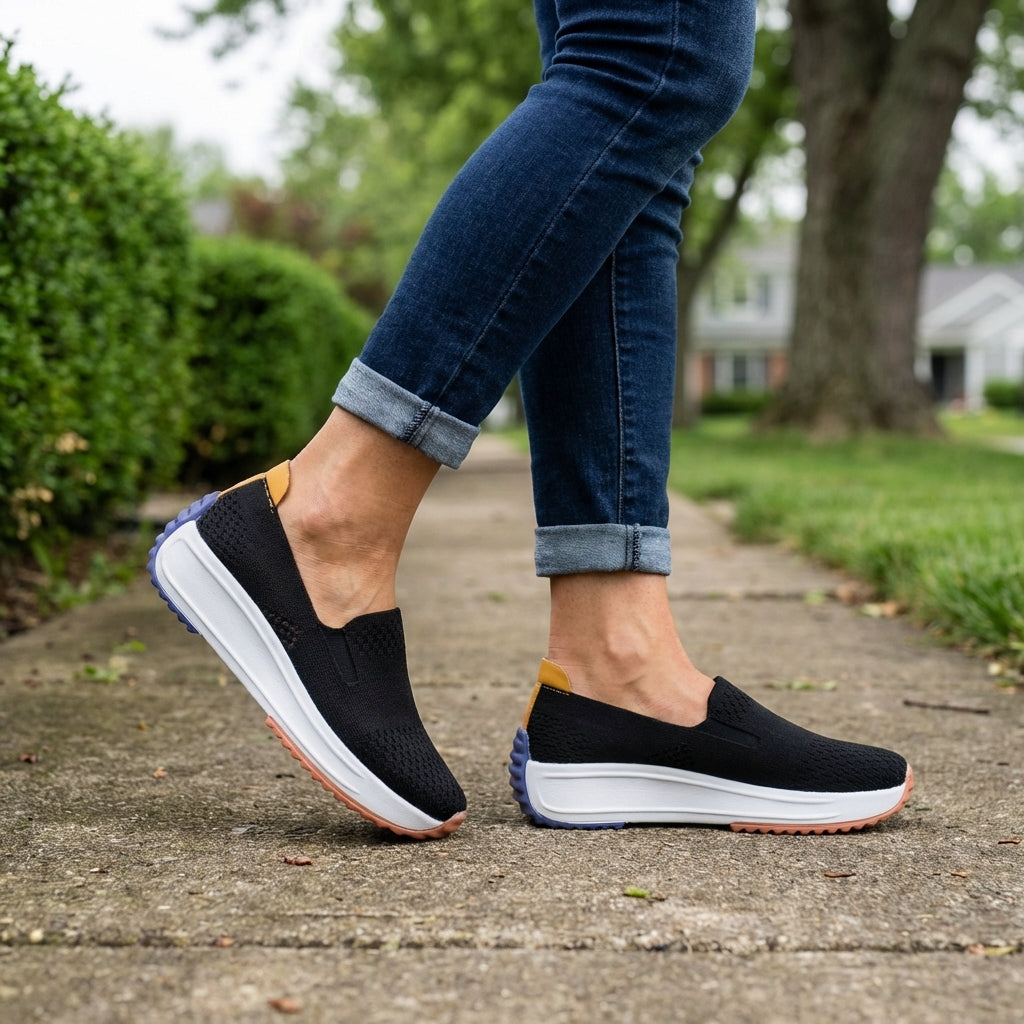 Orthopädische Damen Strick Sneaker mit Plateau