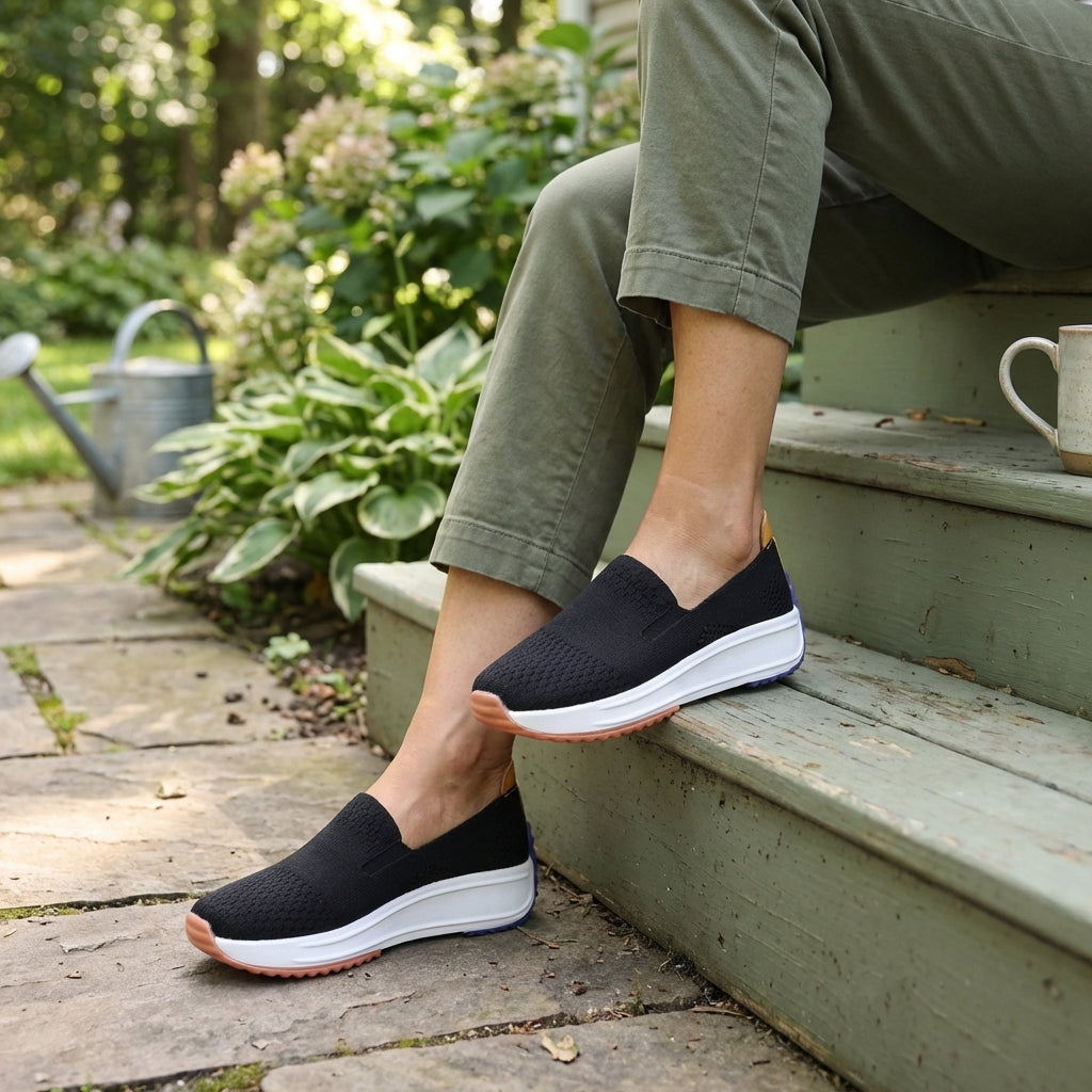 Orthopädische Damen Strick Sneaker mit Plateau