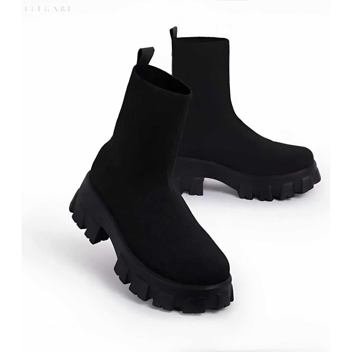 Elastische Damen Sock-Boots mit rutschfester Sohle