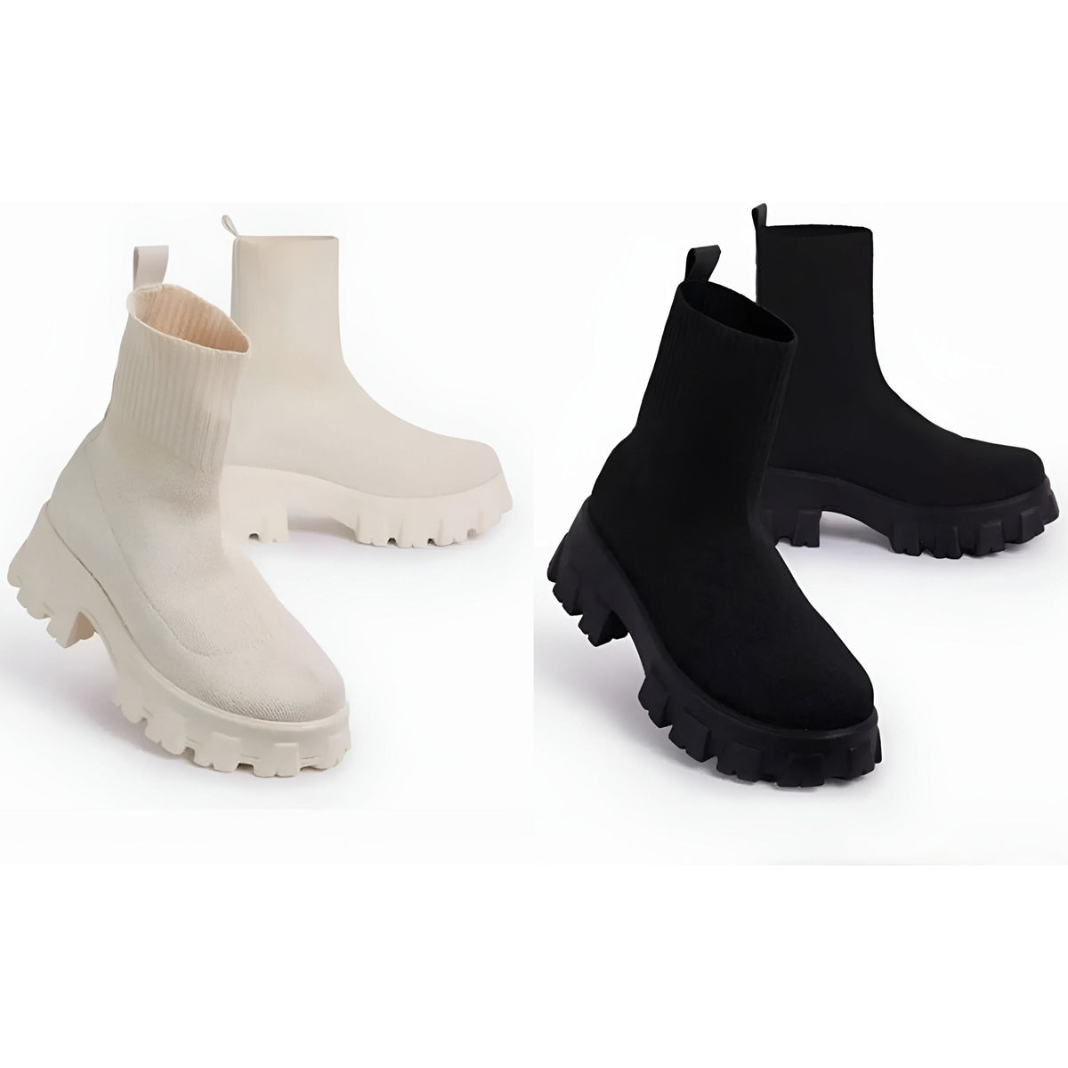 Elastische Damen Sock-Boots mit rutschfester Sohle