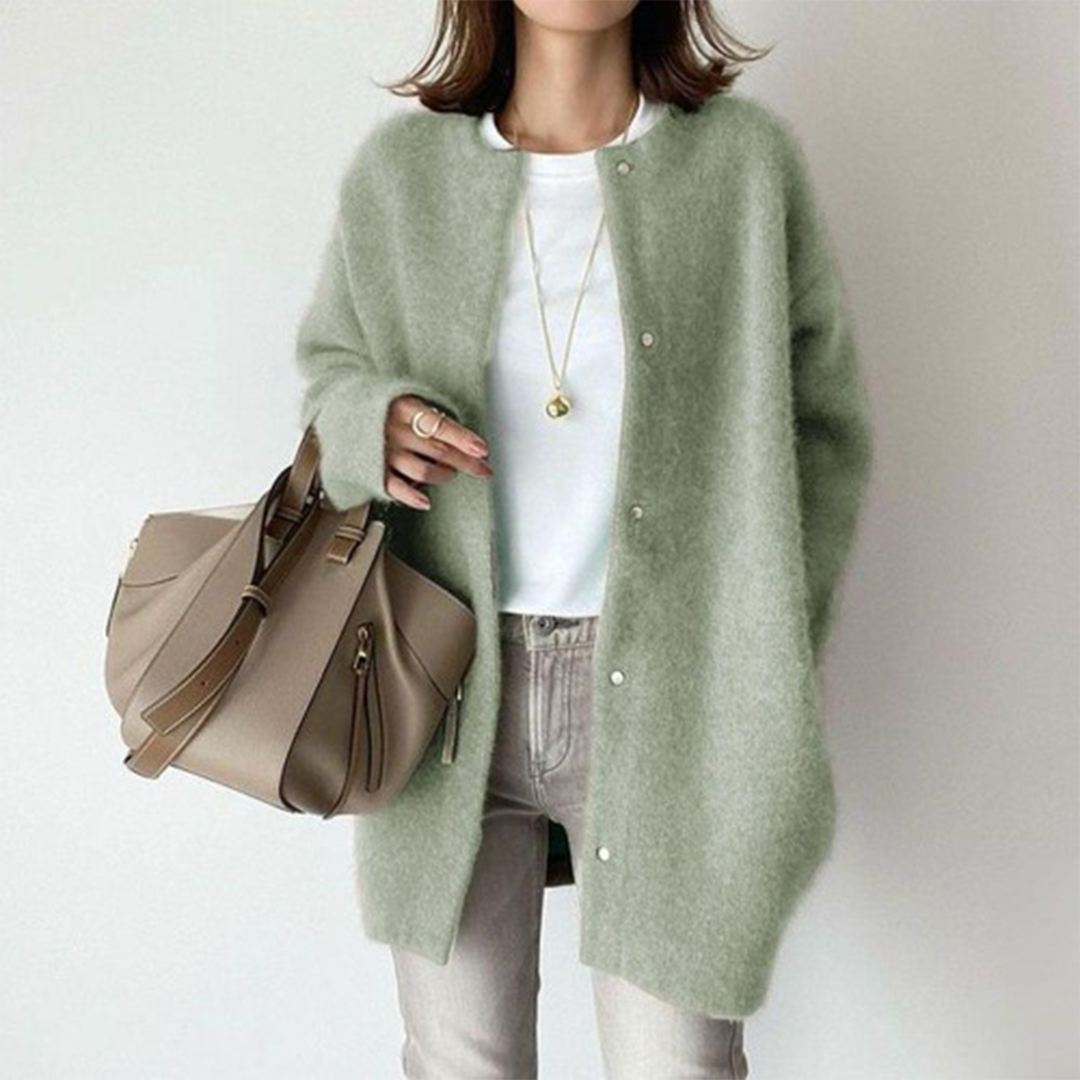 Flauschige Damen Strickjacke Mit Lockerer Passform