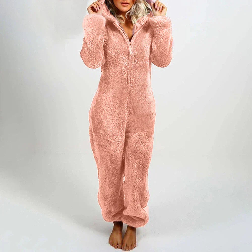 Kuscheliger Teddy Onesie Mit Bärenohren An Der Kapuze