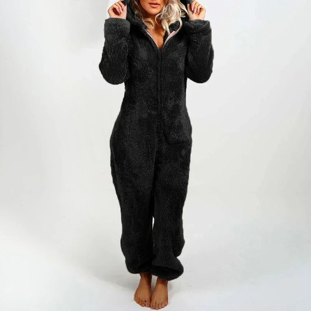 Kuscheliger Teddy Onesie Mit Bärenohren An Der Kapuze