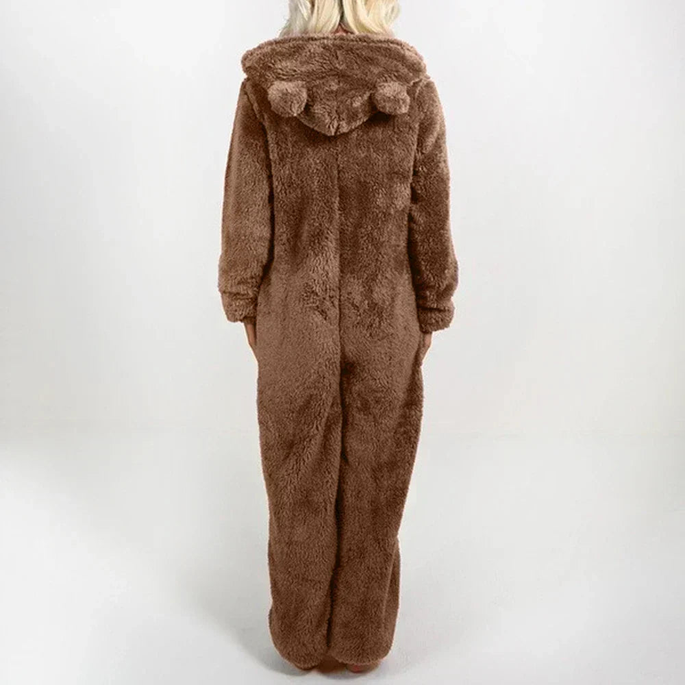 Kuscheliger Teddy Onesie Mit Bärenohren An Der Kapuze