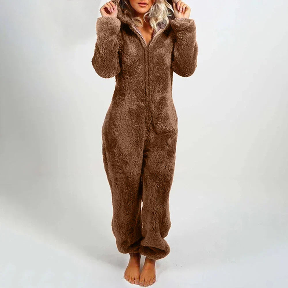 Kuscheliger Teddy Onesie Mit Bärenohren An Der Kapuze