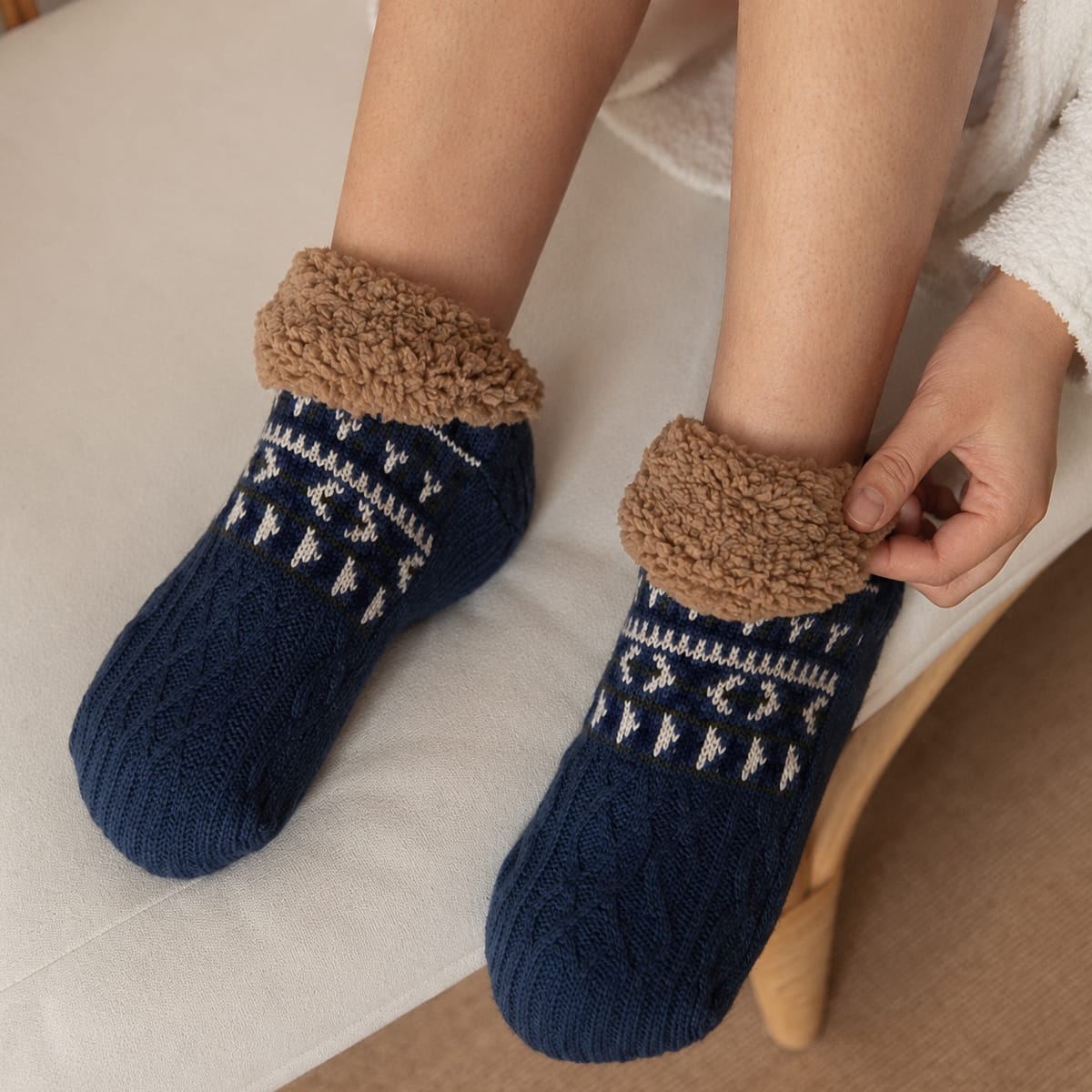 Thermosocken mit Fleecefutter und Antirutsch Noppen