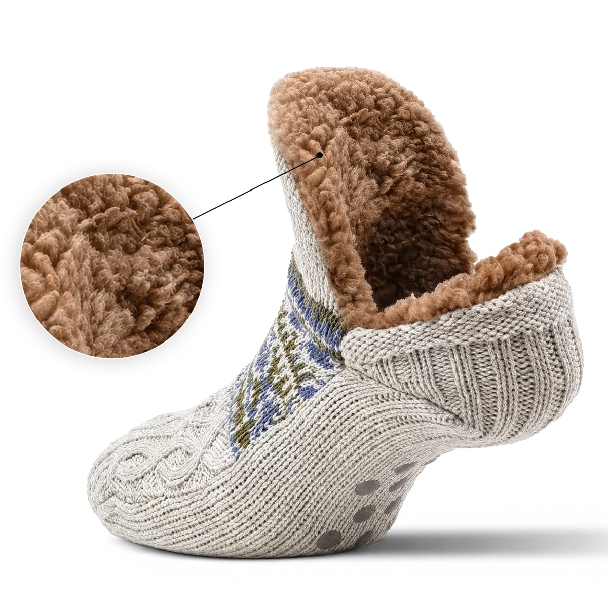 Thermosocken mit Fleecefutter und Antirutsch Noppen