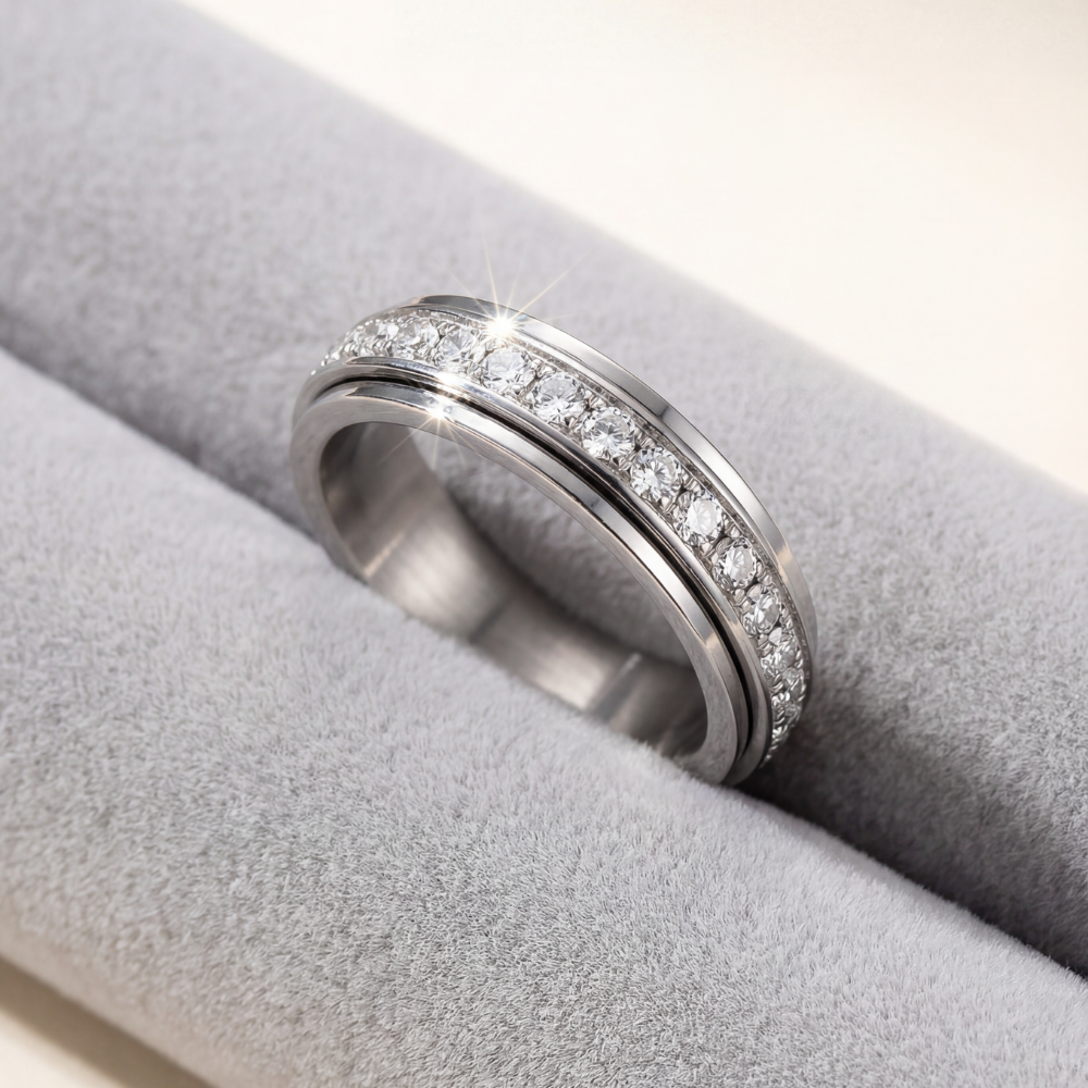 Drehbarer Spinner Ring mit Zirkonia Steinen