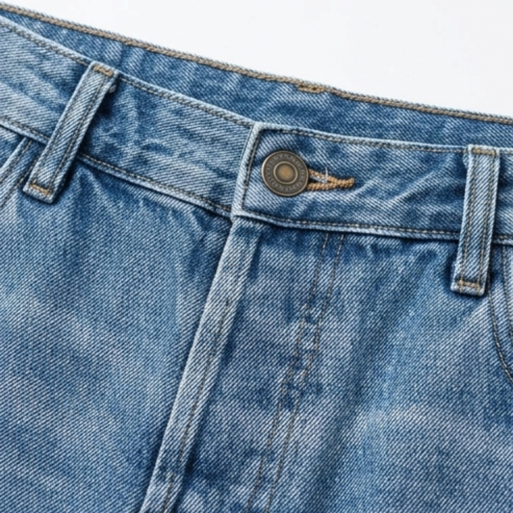 Gerade Cropped Jeans mit Fransensaum im Vintage-Look