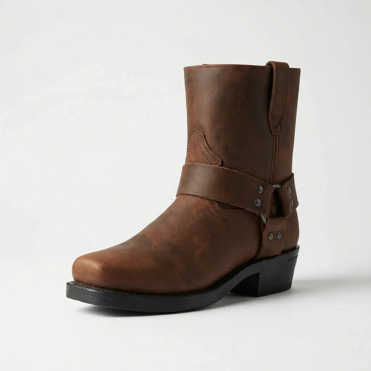 Westernstiefel Herren mit Nietenriemen und Blockabsatz