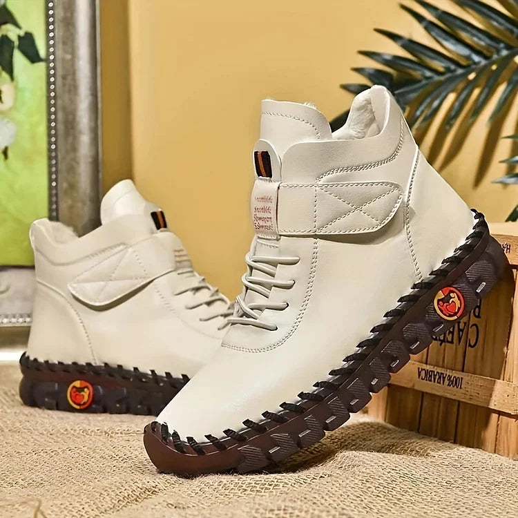 Geprägte Leder Sneaker-Stiefel mit weicher Sohle