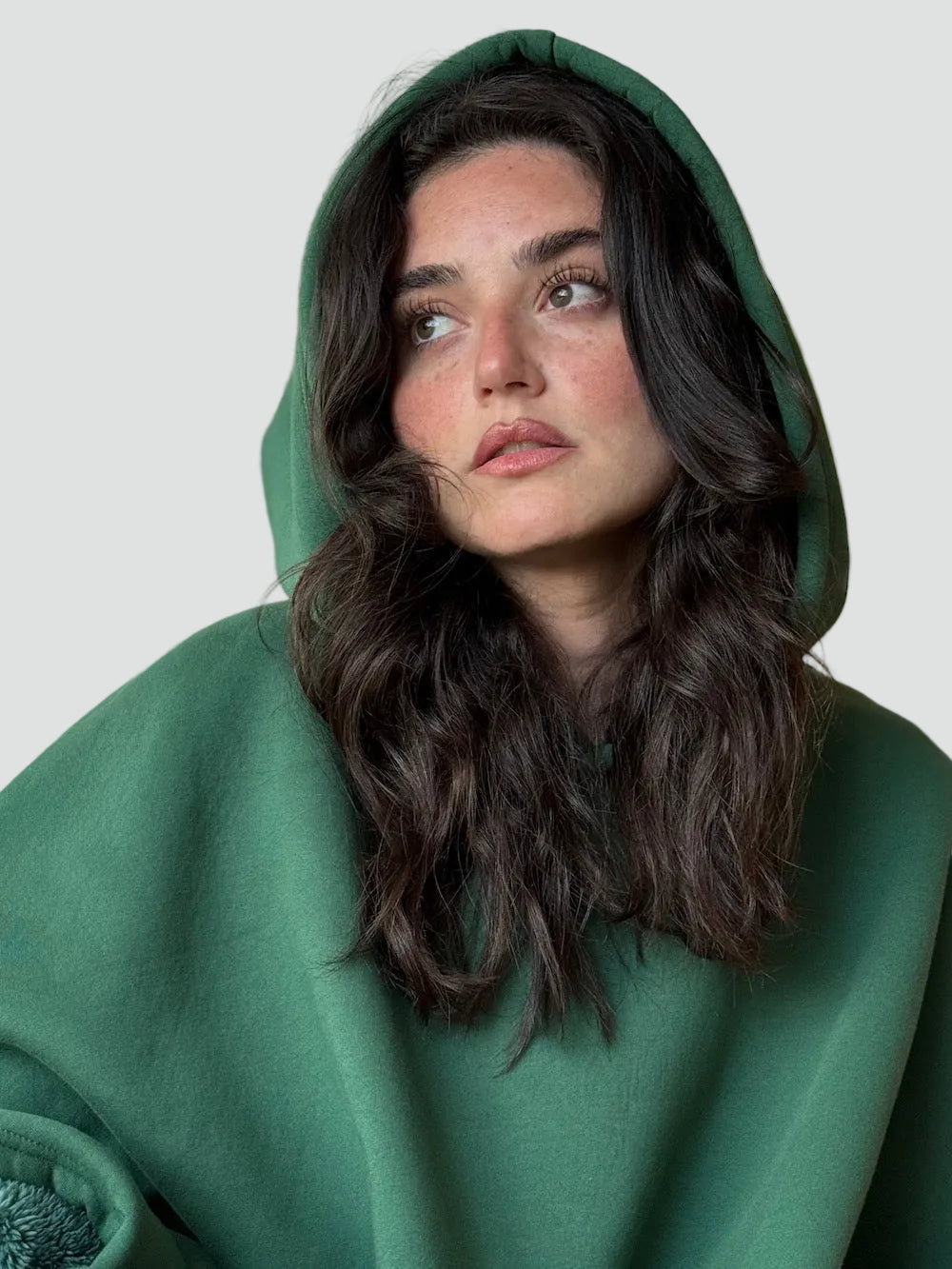 Kuscheliger Poncho Überwurf mit Kapuze und weichem Fleece