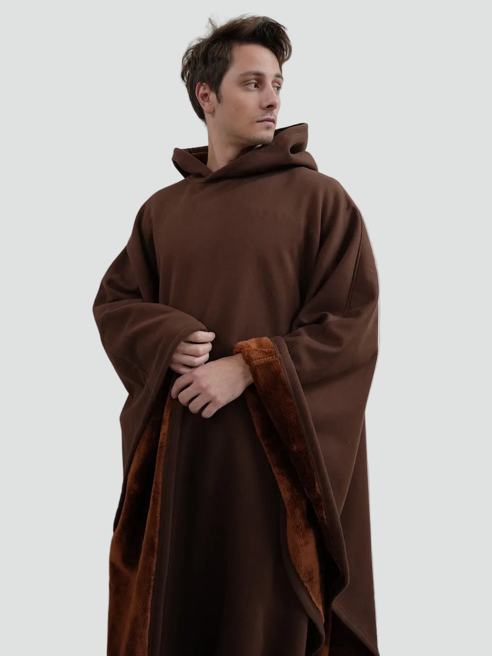 Kuscheliger Poncho Überwurf mit Kapuze und weichem Fleece