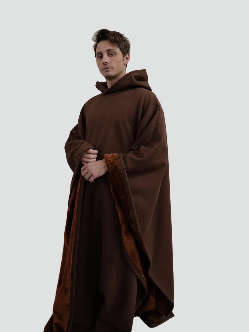Kuscheliger Poncho Überwurf mit Kapuze und weichem Fleece
