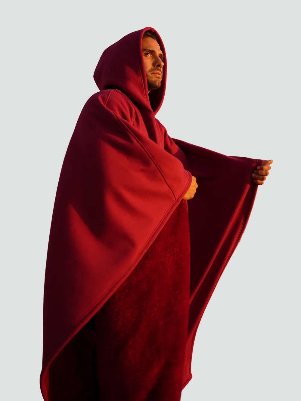 Kuscheliger Poncho Überwurf mit Kapuze und weichem Fleece