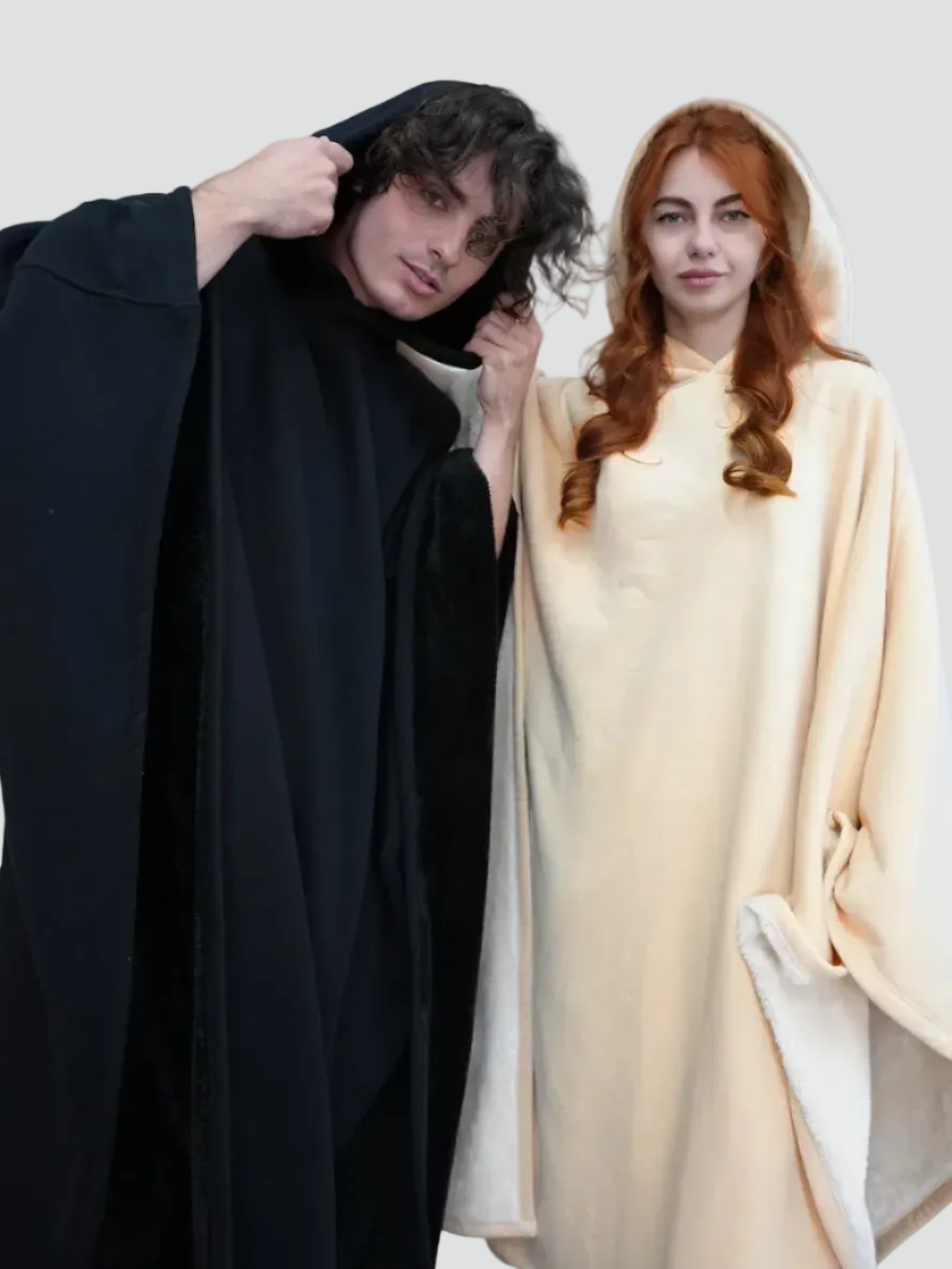 Kuscheliger Poncho Überwurf mit Kapuze und weichem Fleece