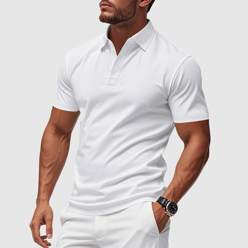 Herren Performance-Poloshirt mit Umlegekragen und Knopfleiste