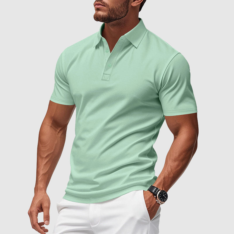 Herren Performance-Poloshirt mit Umlegekragen und Knopfleiste