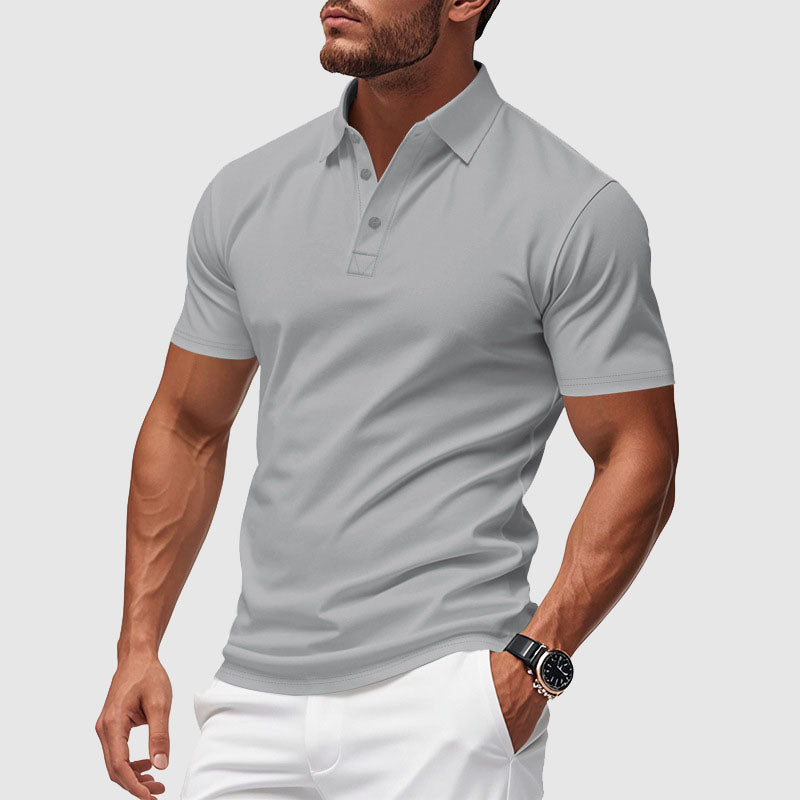 Herren Performance-Poloshirt mit Umlegekragen und Knopfleiste