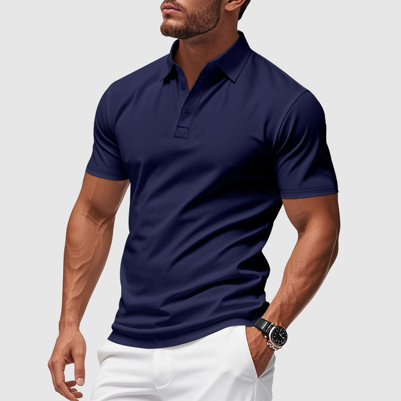 Herren Performance-Poloshirt mit Umlegekragen und Knopfleiste