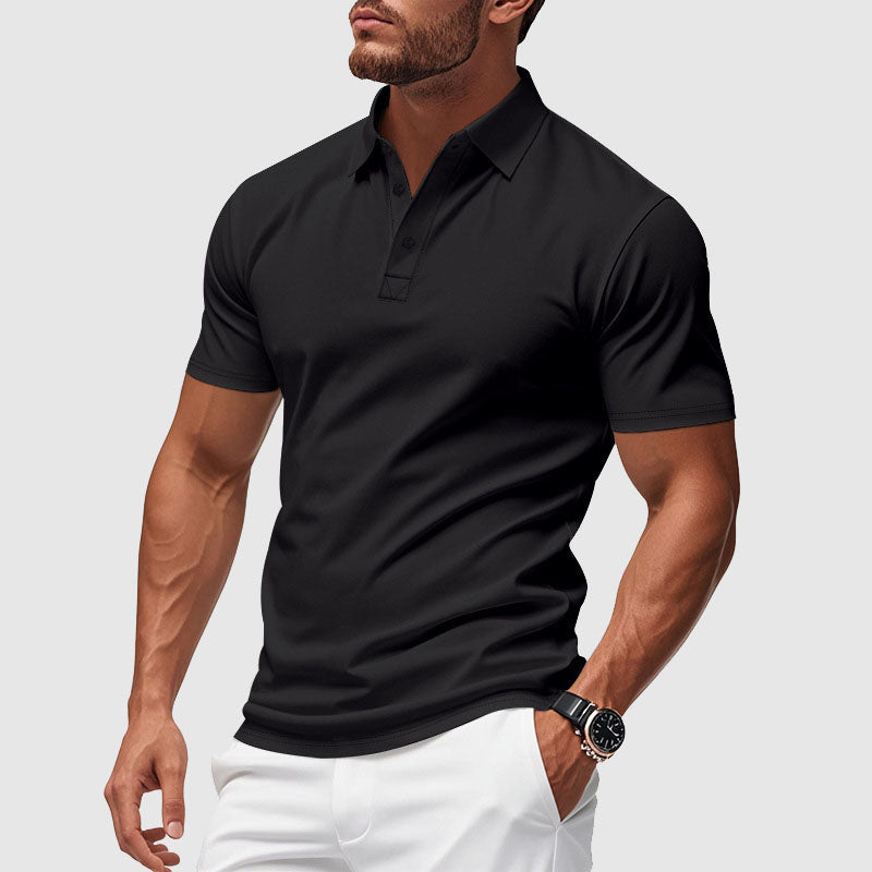 Herren Performance-Poloshirt mit Umlegekragen und Knopfleiste
