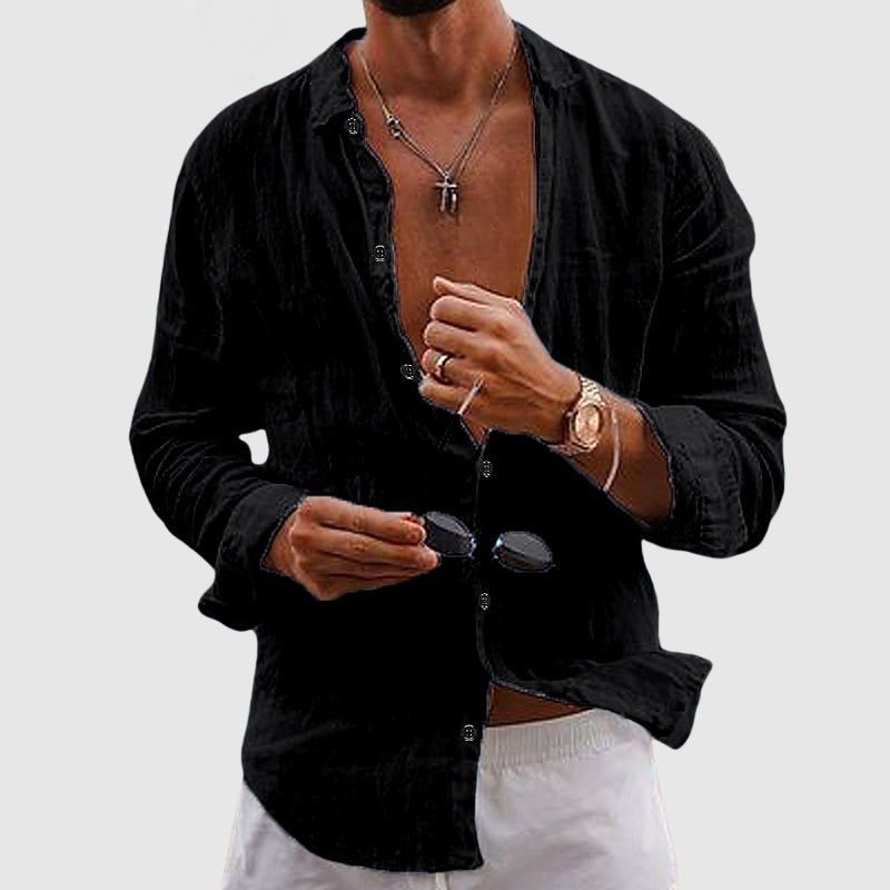 Leinenhemd Herren Casual – Leichtes Sommerhemd mit offenem Kragen