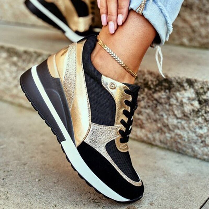 Orthopädische Damen Glitzer Sneaker mit gepolsterter Sohle