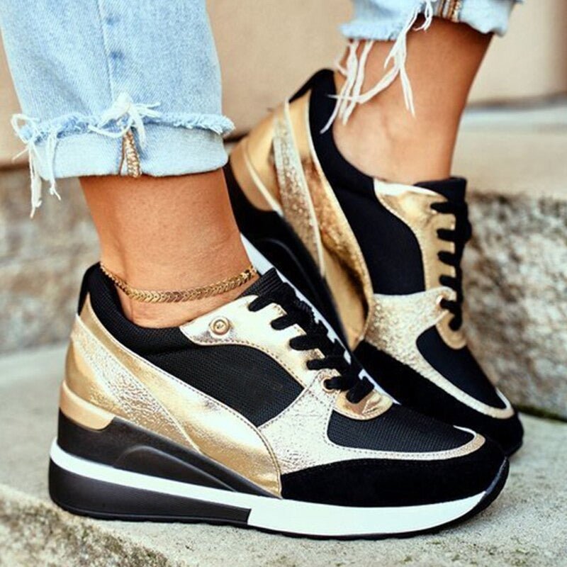 Orthopädische Damen Glitzer Sneaker mit gepolsterter Sohle