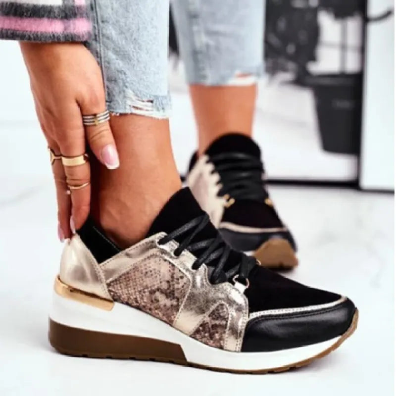 Orthopädische Damen Glitzer Sneaker mit gepolsterter Sohle
