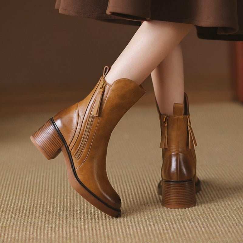 Damen Stiefeletten mit Absatz und Reißverschluss